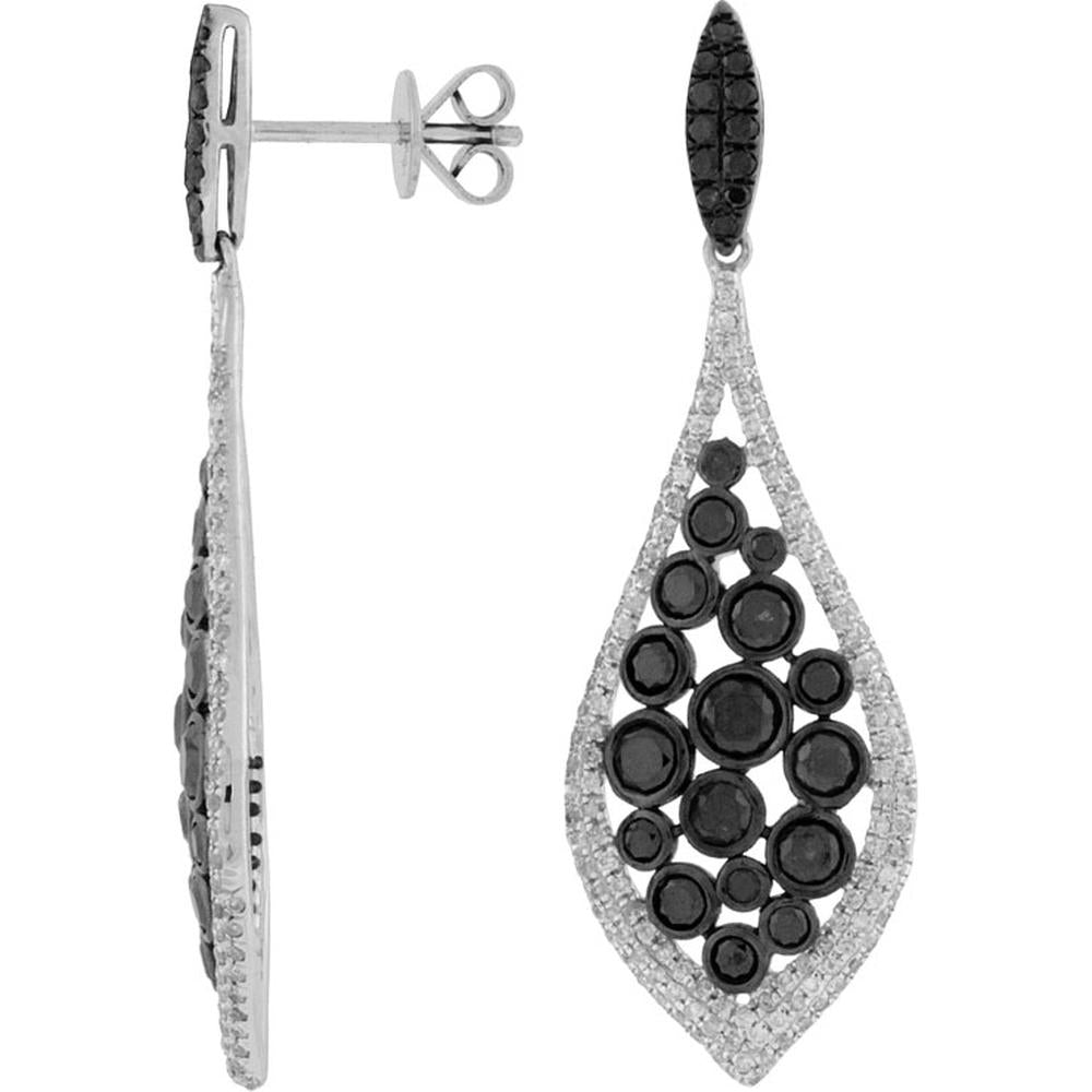 Dazzling 14K White Gold Diamond & Black Diamond Earrings - 3.45 Carat Total Diamond Weight