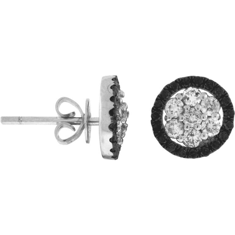 Dazzling 14K White Gold Diamond & Black Diamond Earrings - Radiant Luxury