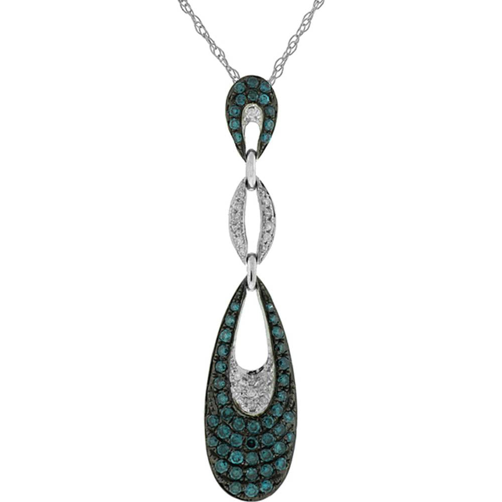 Dazzling 14K White Gold Diamond & Blue Diamond Celestial Pendant