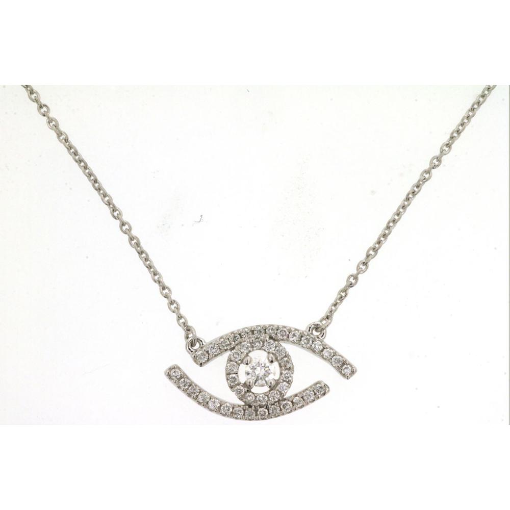 Dazzling 14K White Gold Diamond Eye Necklace - 0.24 Carat