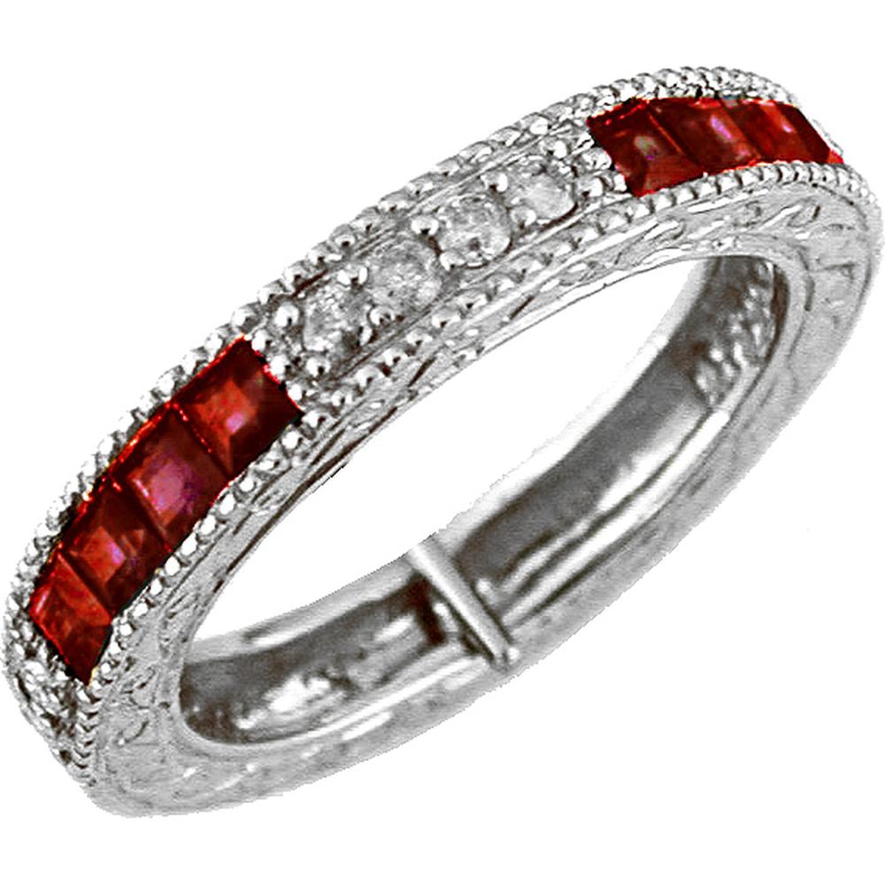 Dazzling 14K White Gold Ruby & Diamond Band - Exquisite Elegance