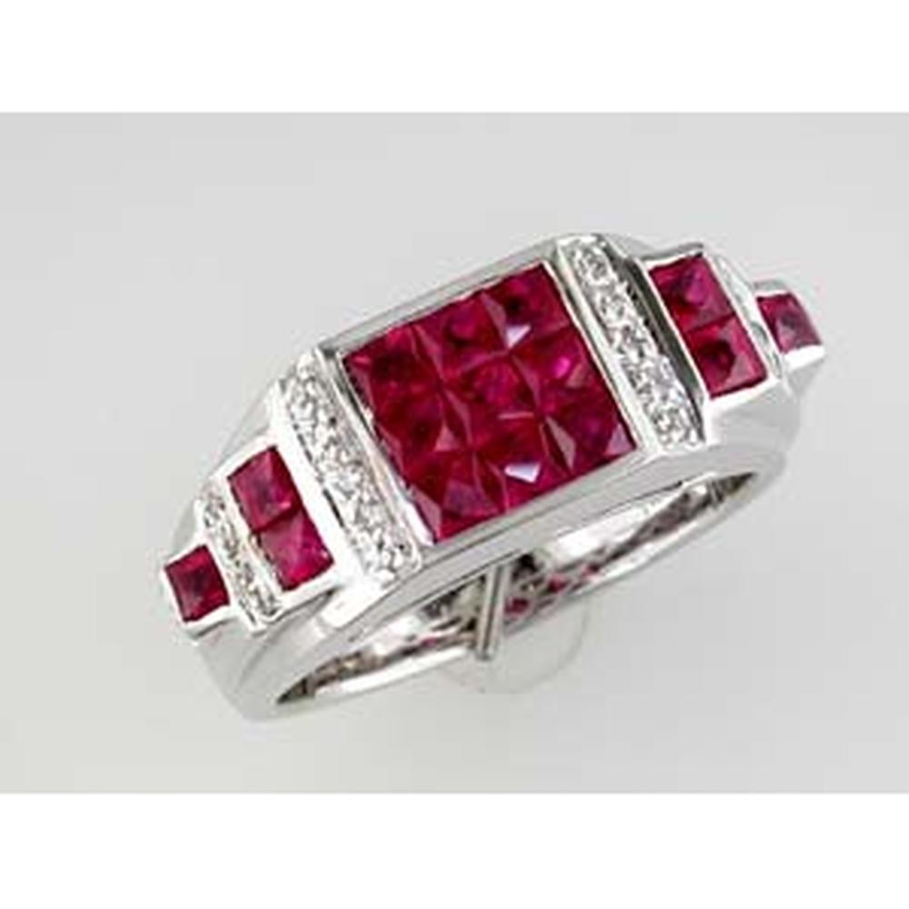 Dazzling 14K White Gold Ruby and Diamond Ring - Timeless Elegance