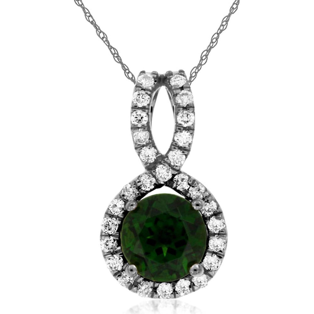 Dazzling 14K White Gold Russalite & Diamond Halo Pendant