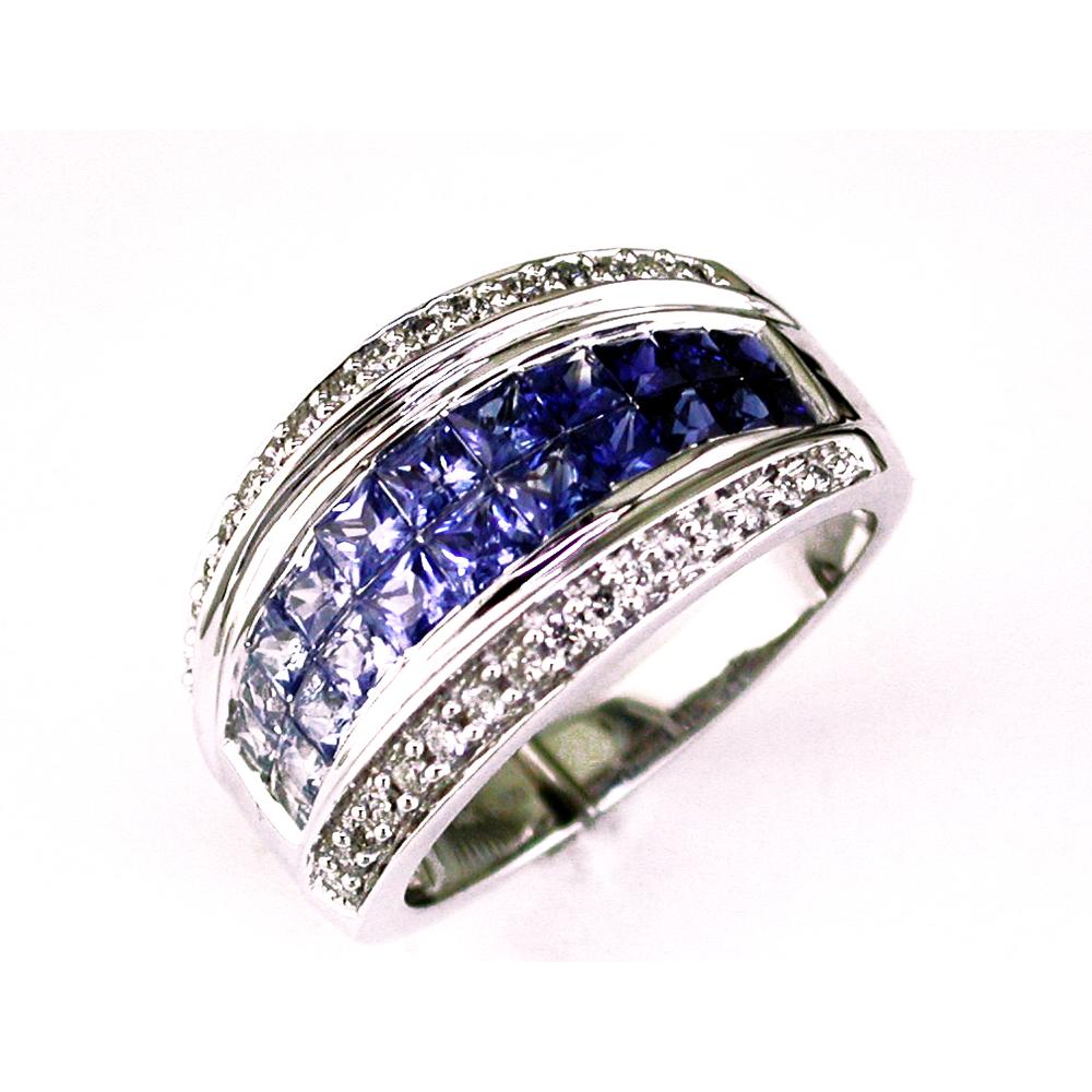 Dazzling 14K White Gold Sapphire Princess-Cut Ring - 1.75 Carat Main Stone Weight