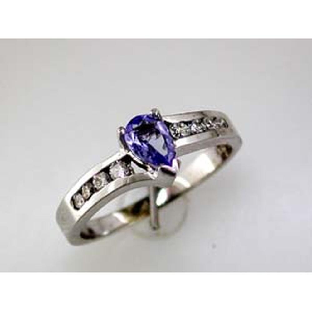 Dazzling 14K White Gold Tanzanite & Diamond Ring - Pear-Shaped Beauty
