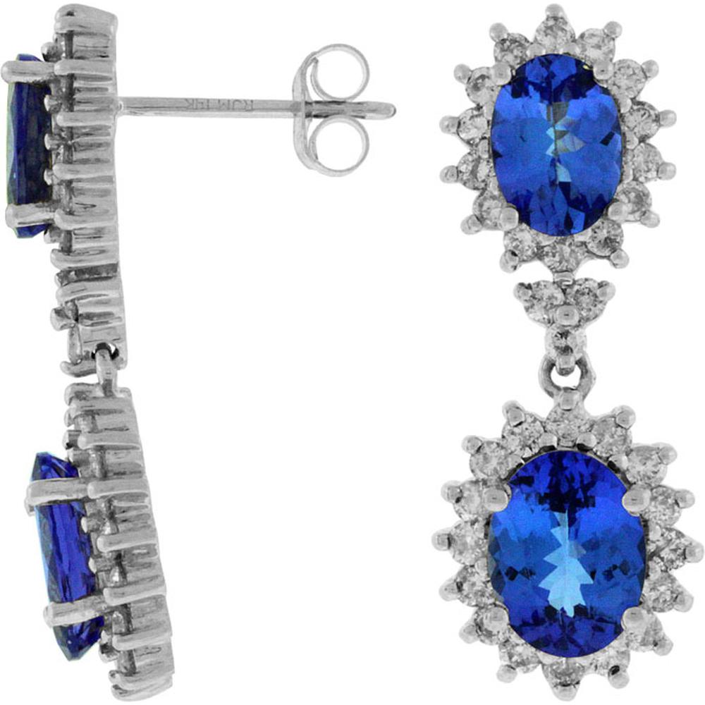 Dazzling 14K White Gold Tanzanite & Diamond Statement Earrings