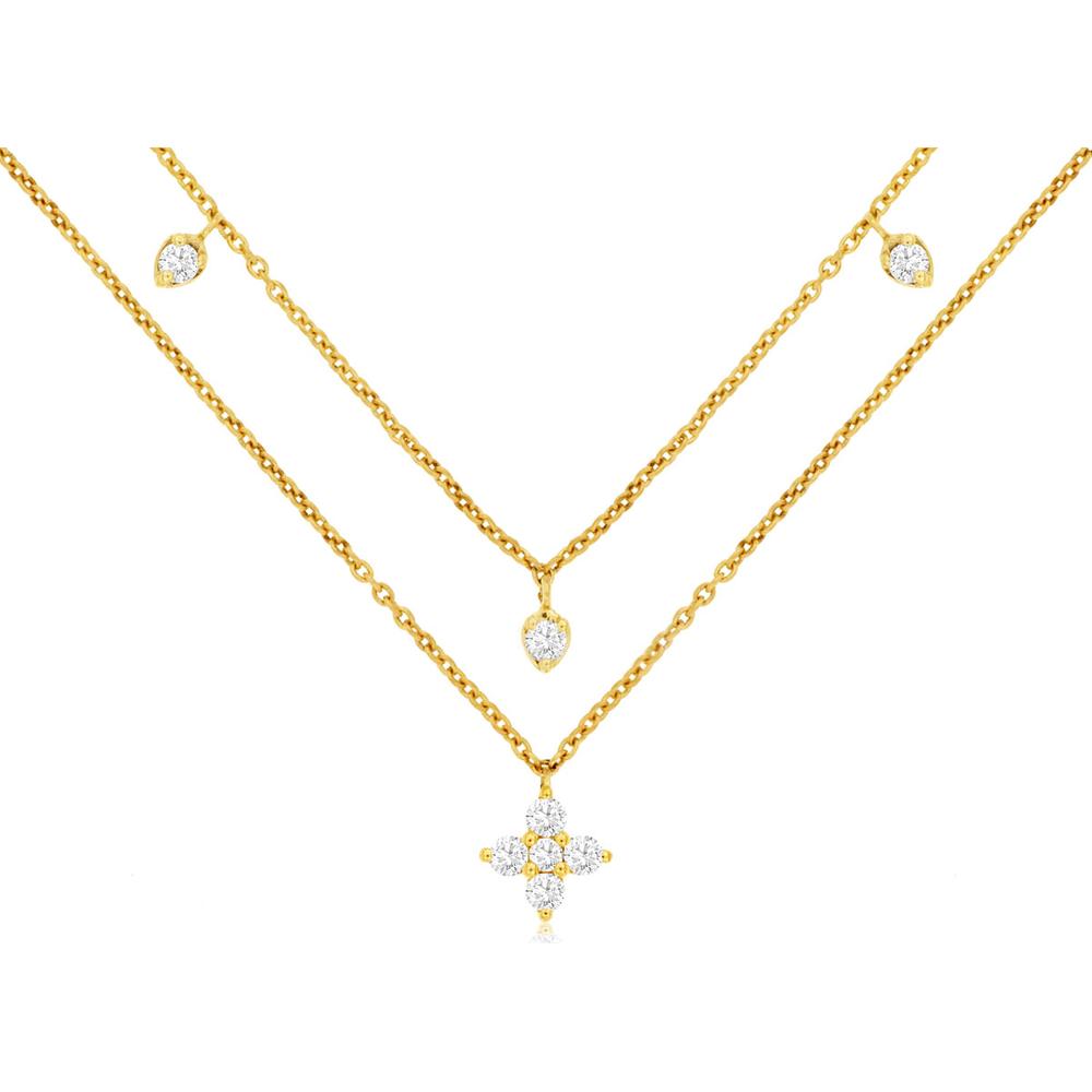 Dazzling 14K Yellow Gold Diamond Necklace - Timeless Elegance