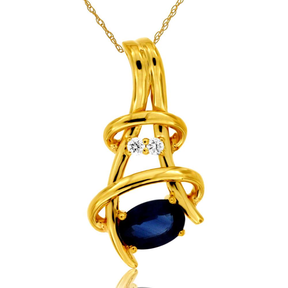 Dazzling 14K Yellow Gold Sapphire & Diamond Pendant