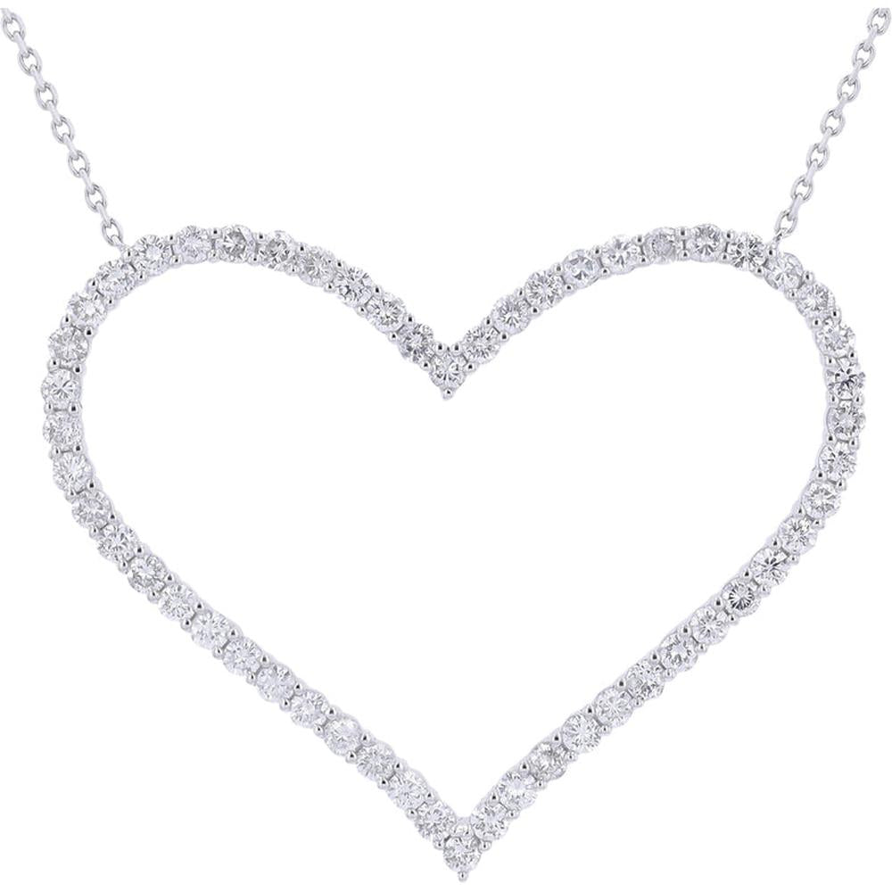 Dazzling 18K White Gold 2.15 Carat Diamond Heart Necklace