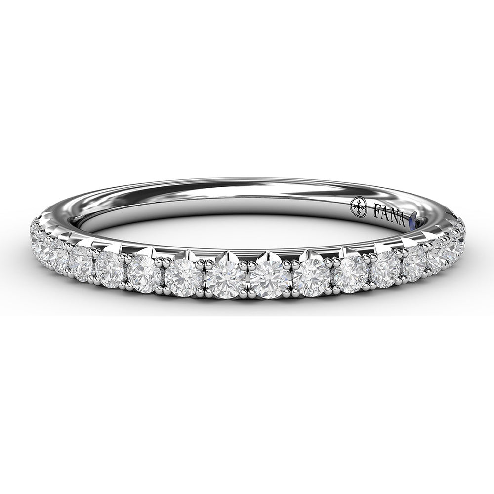 Deep Cut V Profile Delicate Pavé Diamond Anniversary Band by Fana - 0.32 Carat Total Diamond Weight