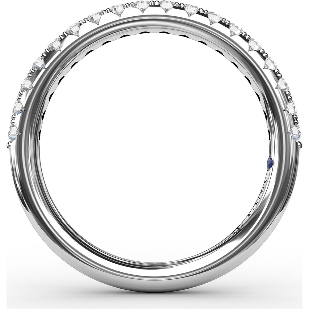 Deep Cut V Profile Delicate Pavé Diamond Anniversary Band by Fana - 0.32 Carat Total Diamond Weight