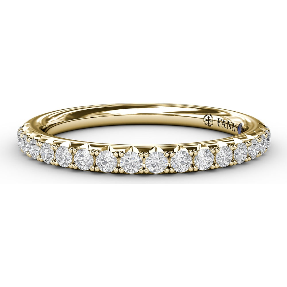 Deep Cut V Profile Delicate Pavé Diamond Anniversary Band by Fana - 0.32 Carat Total Diamond Weight