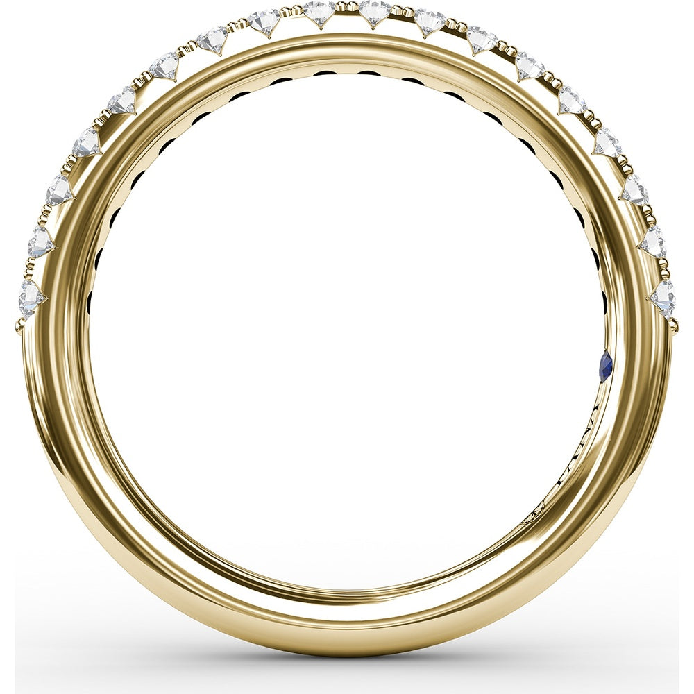 Deep Cut V Profile Delicate Pavé Diamond Anniversary Band by Fana - 0.32 Carat Total Diamond Weight