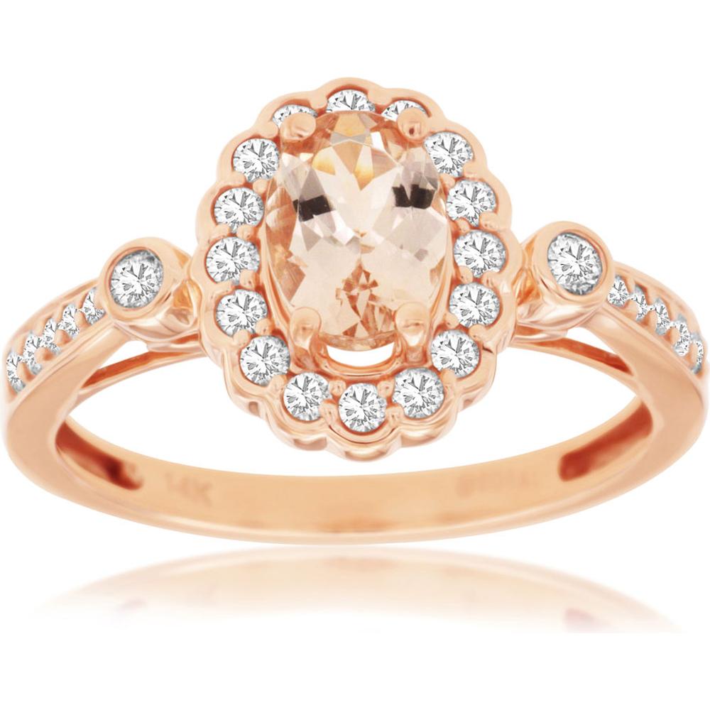 Delicate 14K Rose Gold 0.34 Carat Morganite & 0.67 Carat Diamond Ring