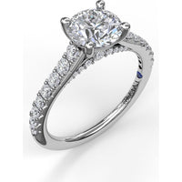 Delicate Classic Engagement Ring Setting with Round Pavé Diamond Band by Fana - 0.48 Carat Total Diamond Weight