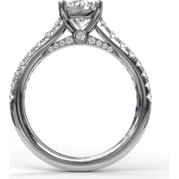 Delicate Classic Engagement Ring Setting with Round Pavé Diamond Band by Fana - 0.48 Carat Total Diamond Weight