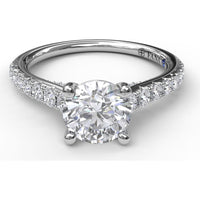 Delicate Classic Engagement Ring Setting with Round Pavé Diamond Band by Fana - 0.48 Carat Total Diamond Weight