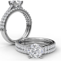 Delicate Classic Engagement Ring Setting with Round Pavé Diamond Band by Fana - 0.48 Carat Total Diamond Weight