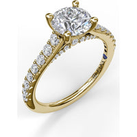 Delicate Classic Engagement Ring Setting with Round Pavé Diamond Band by Fana - 0.48 Carat Total Diamond Weight