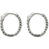 Diamond 1 in Oval Hoop Earrings 14kw
