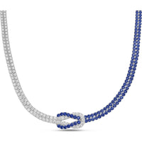 Diamond and Blue Sapphire Hercules Knot Necklace in 18K White Gold by Charles Krypell