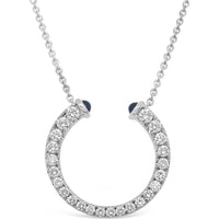 Diamond and Blue Sapphire Horseshoe Necklace in 18K White Gold by Charles Krypell