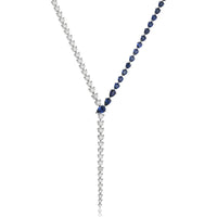 Diamond and Blue Sapphire Nachash Lariat Necklace in 18K White Gold and Platinum by Charles Krypell