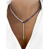 Diamond and Blue Sapphire Nachash Lariat Necklace in 18K White Gold and Platinum by Charles Krypell