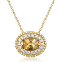 Diamond and Citrine East to West Pendant Necklace in 18K Yellow Gold by Charles Krypell