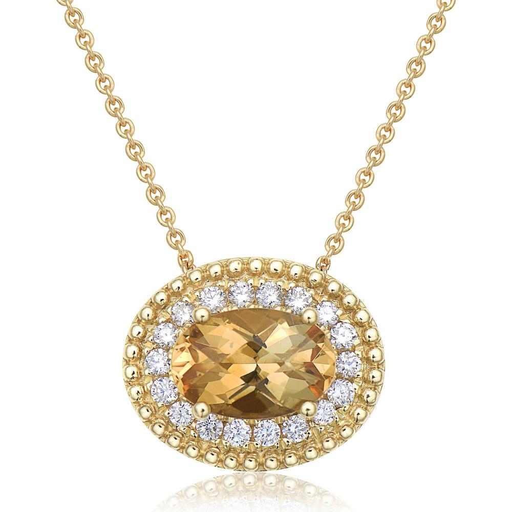 Diamond and Citrine East to West Pendant Necklace in 18K Yellow Gold by Charles Krypell