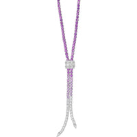 Diamond and Pin Sapphire Signature Pink Ombre Lariat 17" Necklace in 18K White Gold by Charles Krypell