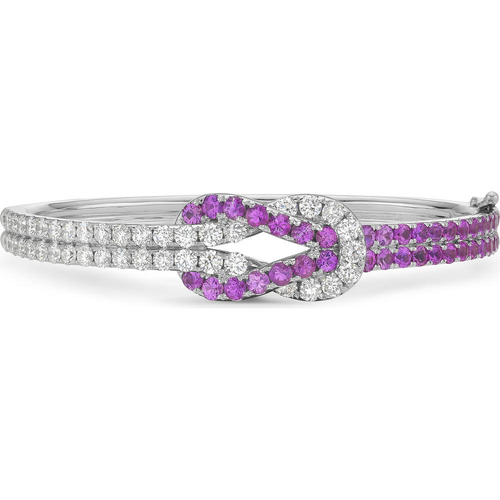 Diamond and Pink Sapphire Hercules Knot Bangle Bracelet in 18K White Gold by Charles Krypell