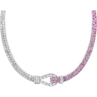 Diamond and Pink Sapphire Lasso Necklace  in 18K White Gold by Charles Krypell
