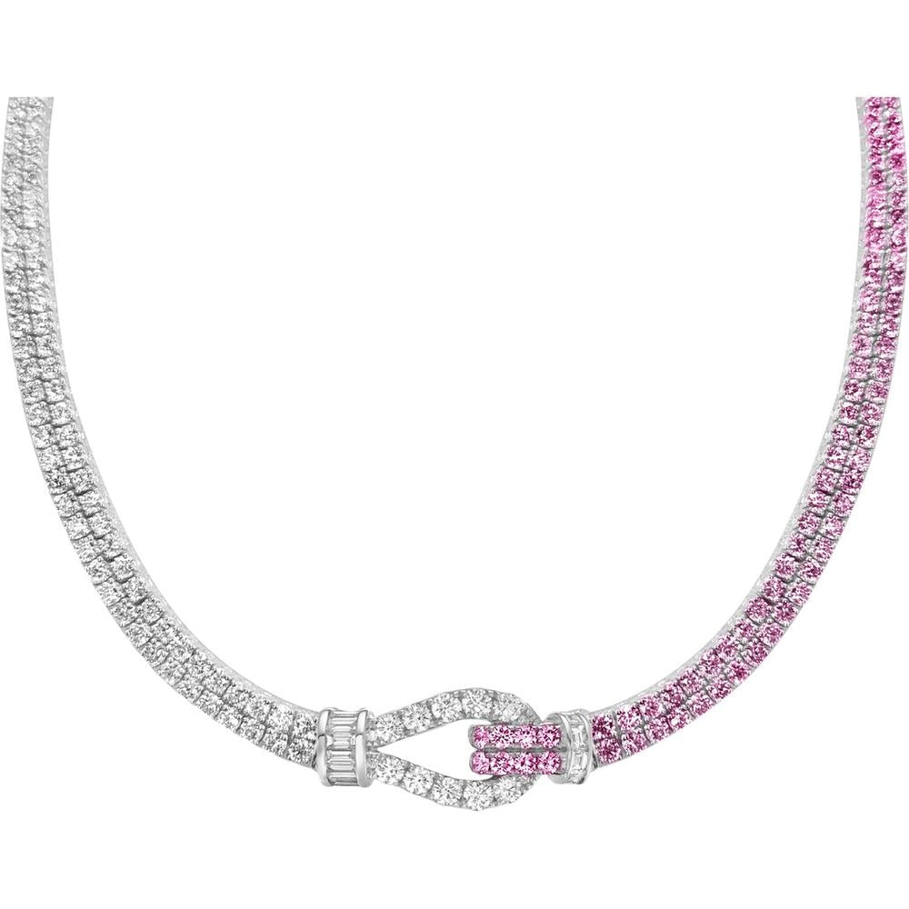 Diamond and Pink Sapphire Lasso Necklace  in 18K White Gold by Charles Krypell