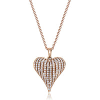 Diamond Angel Heart Pendant Necklace in 18K Rose Gold by Charles Krypell