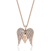 Diamond Angel Heart Pendant Necklace in 18K Rose Gold by Charles Krypell