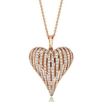 Diamond Angel Heart Pendant Necklace in 18K Rose Gold by Charles Krypell
