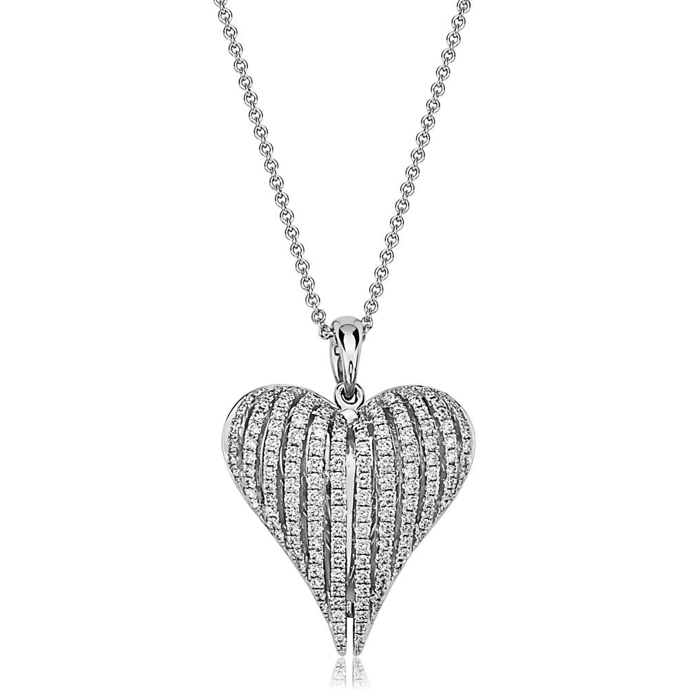 Diamond Angel Heart Pendant Necklace in 18K White Gold by Charles Krypell