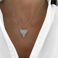 Diamond Angel Heart Pendant Necklace in 18K White Gold by Charles Krypell