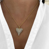 Diamond Angel Heart Pendant Necklace in 18K Yellow Gold by Charles Krypell