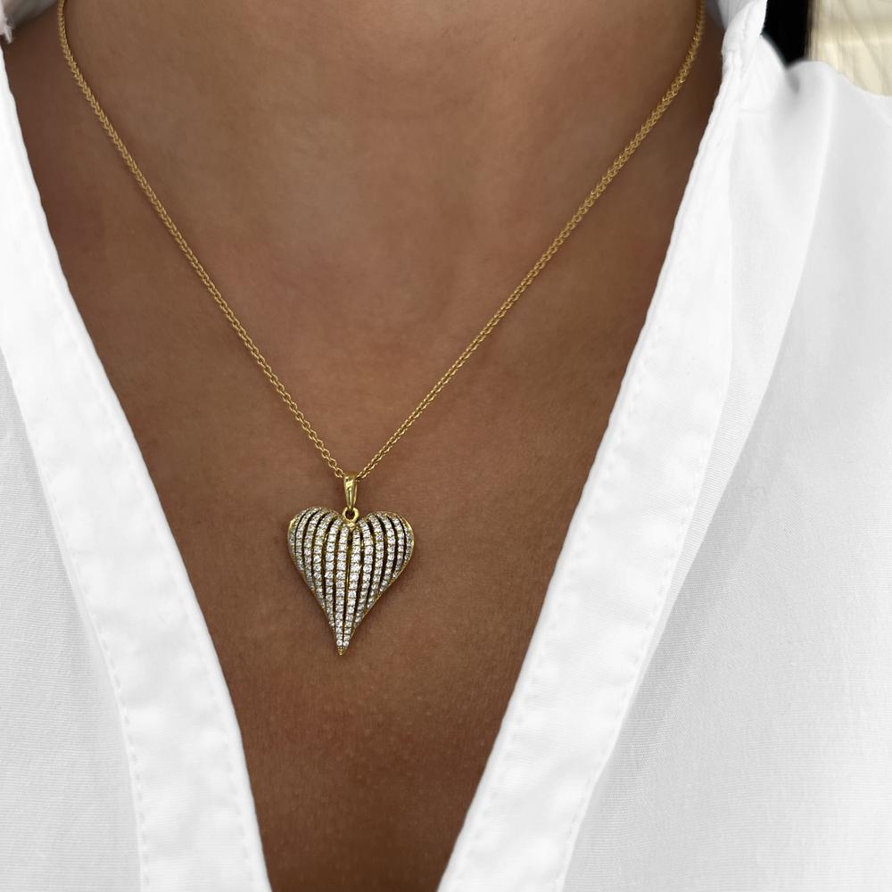 Diamond Angel Heart Pendant Necklace in 18K Yellow Gold by Charles Krypell