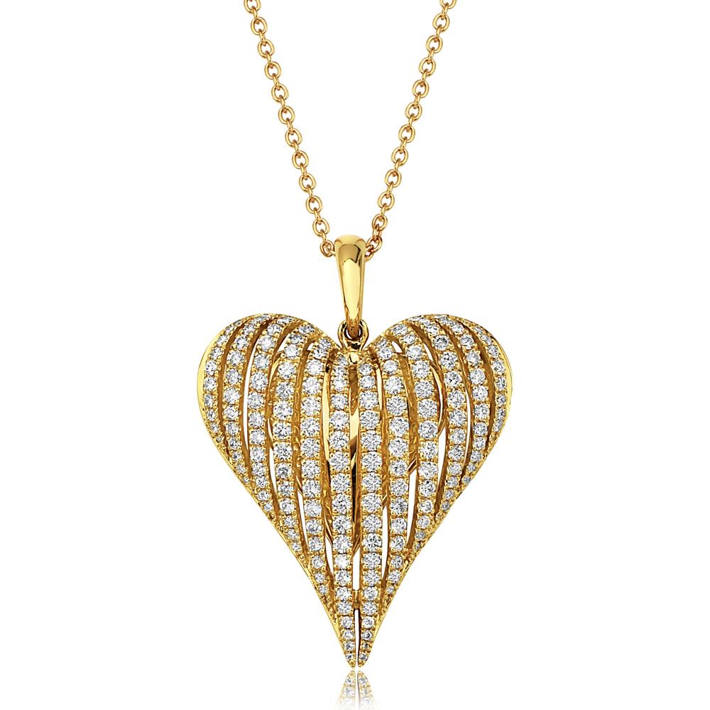 Diamond Angel heart Pendant Necklace in 18K Yellow Gold by Charles Krypell