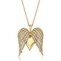 Diamond Angel heart Pendant Necklace in 18K Yellow Gold by Charles Krypell