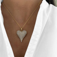 Diamond Angel heart Pendant Necklace in 18K Yellow Gold by Charles Krypell