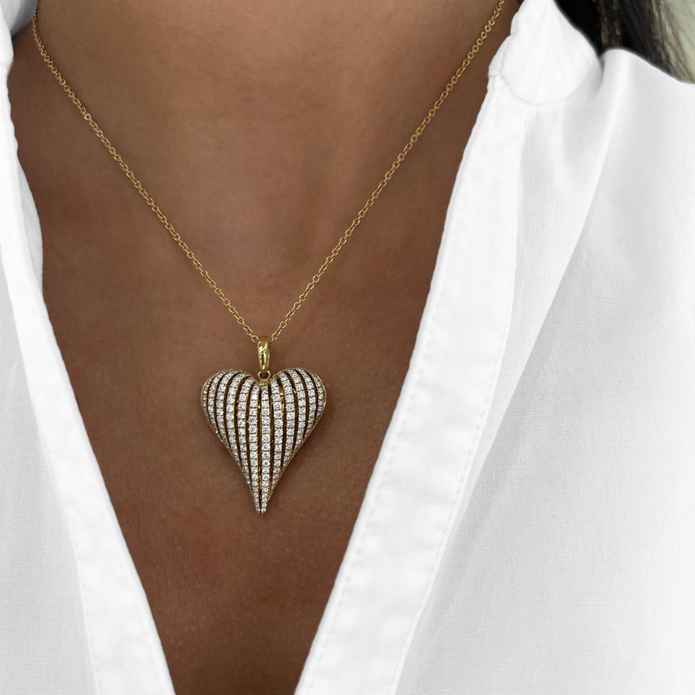 Diamond Angel heart Pendant Necklace in 18K Yellow Gold by Charles Krypell