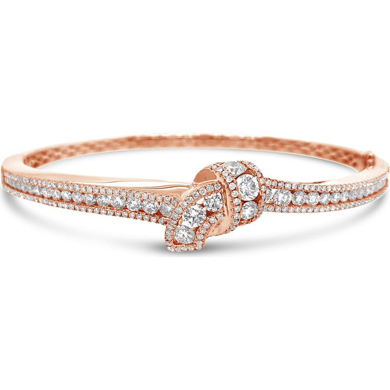 Diamond Baguette Embrace Bangle Bracelet in 18K Rose Gold by Charles Krypell