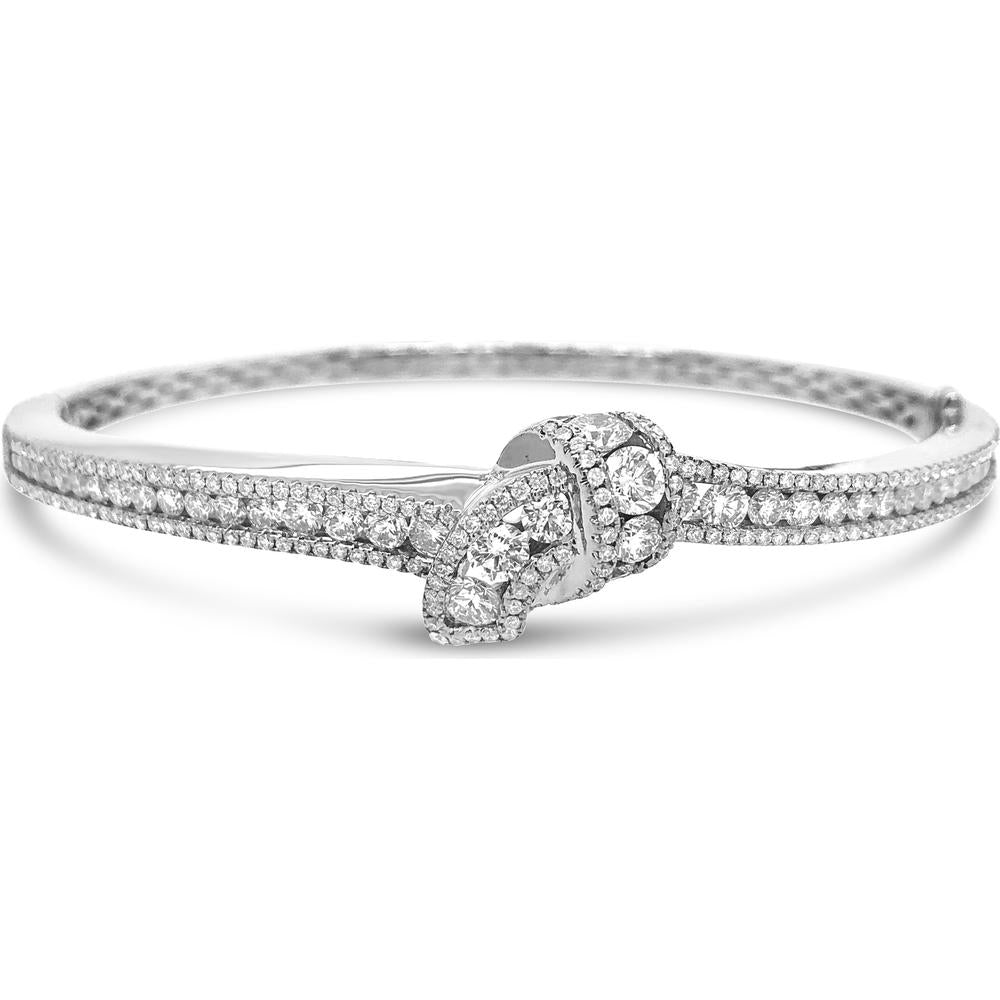 Diamond Baguette Embrace Bangle Bracelet in 18K White Gold by Charles Krypell