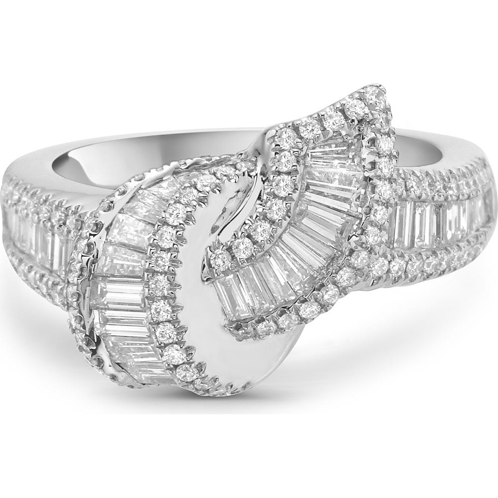Diamond Baguette Embrace Ring in 18K White Gold by Charles Krypell