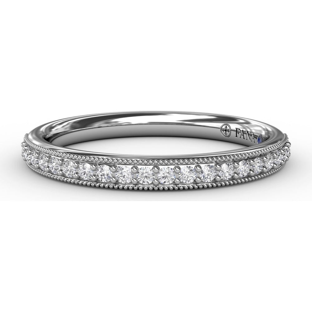 Diamond Band with Milgrain Edges and Channel Set Round Diamonds by Fana - 0.18 Carat Total Diamond Weight