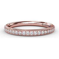Diamond Band with Milgrain Edges and Channel Set Round Diamonds by Fana - 0.18 Carat Total Diamond Weight